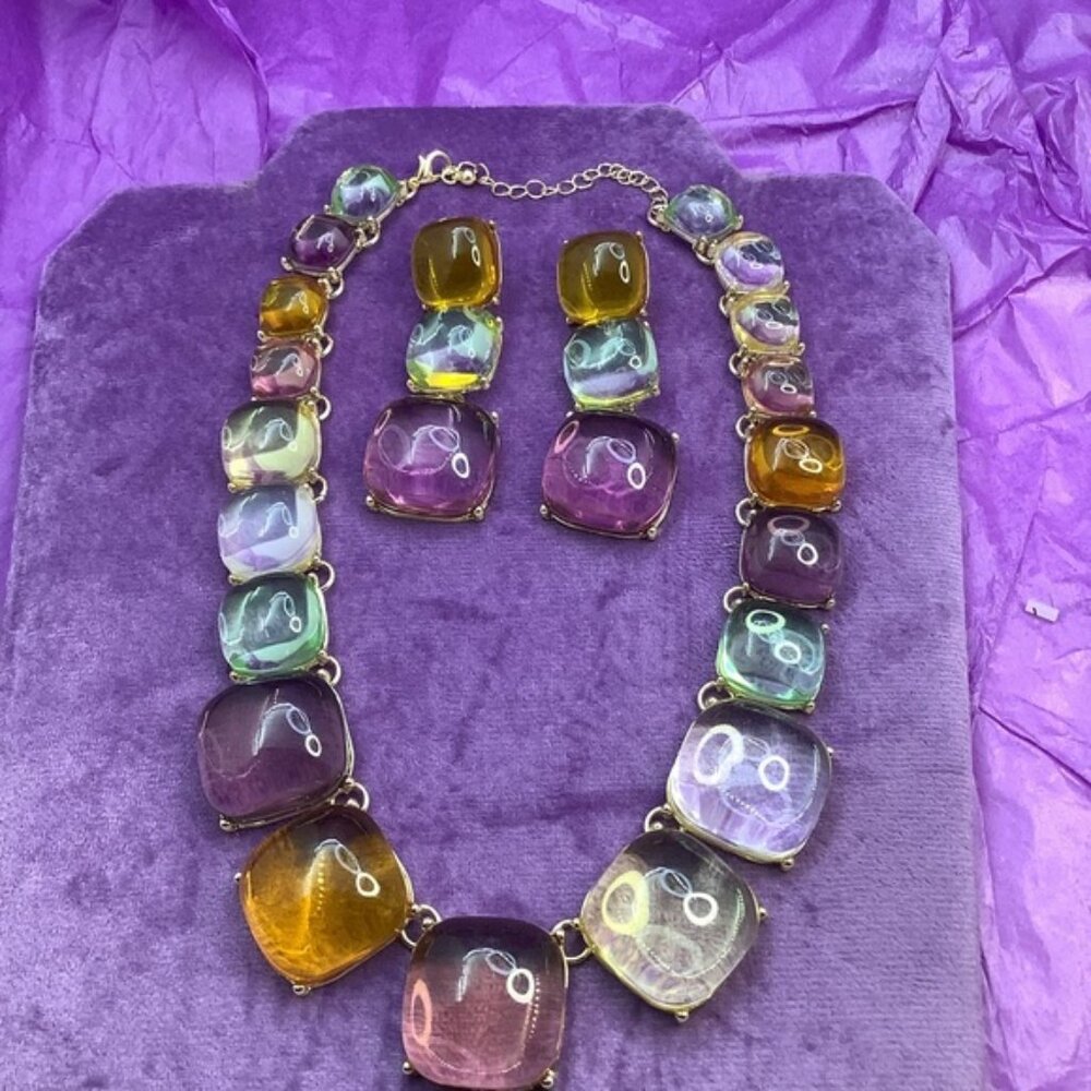 Fresh Spring Colors Necklace and Pierced earrings